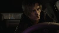 Leon drives his Porsche into streets at night in Resident Evil Requiem